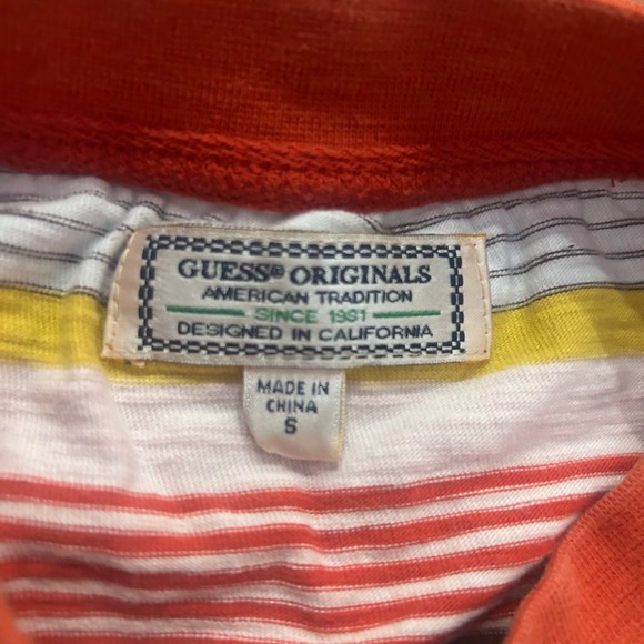 Guess Originals Striped Tee Embroidered Logo Short Sleeve Casual Small - Picture 3 of 7